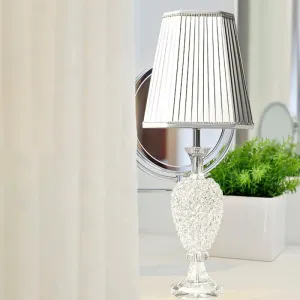 Modern Grey K9 Crystal Urn Night Light Table Lamp with Empire Shade