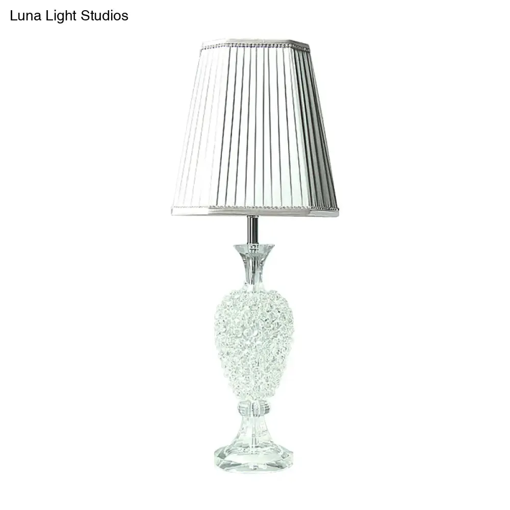 Modern Grey K9 Crystal Urn Night Light Table Lamp with Empire Shade