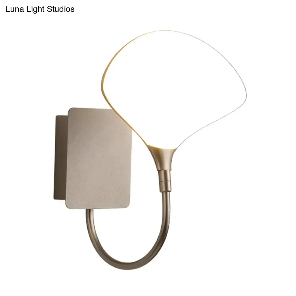 Modern LED Metal Wall Mount Lamp with Gold Arced Arm and Acrylic Shade