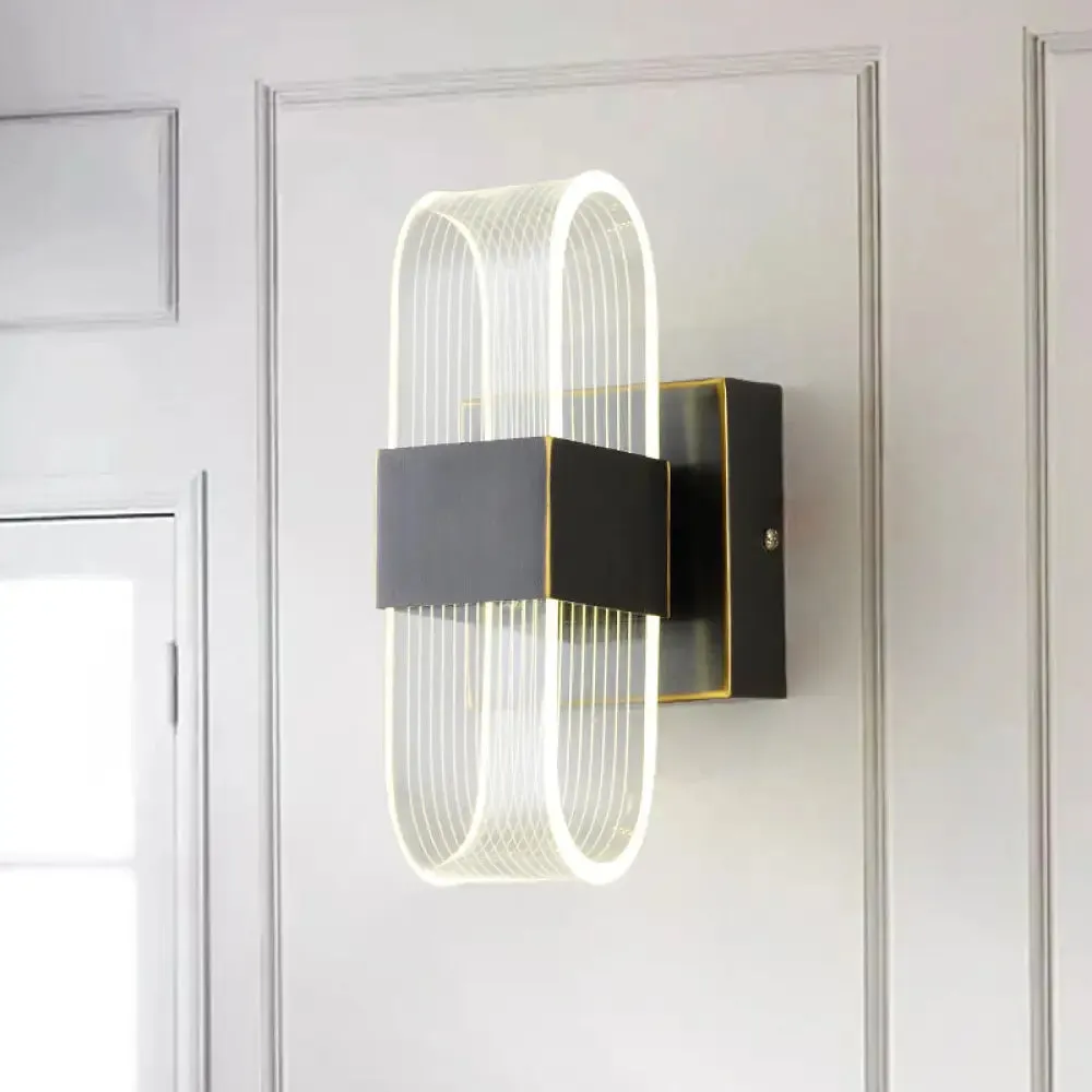 Modern LED Wall Sconce Light: Metal Square Design, Black Finish, Ideal for Living Room