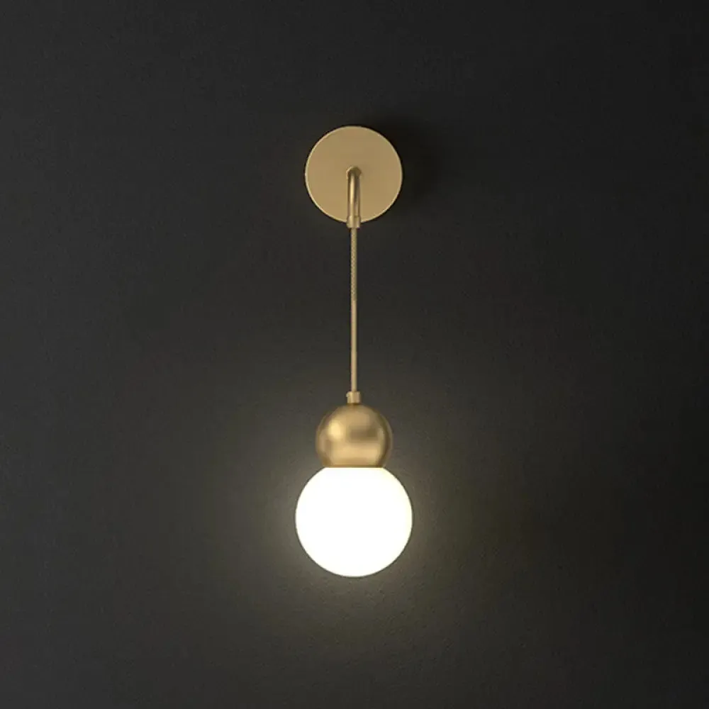 Modern Orb Wall Lamp with Milky Glass Shade - Elegant Gold Sconce Light
