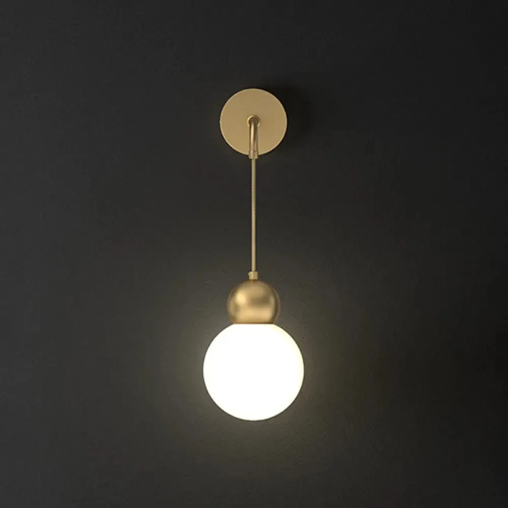 Modern Orb Wall Lamp with Milky Glass Shade - Elegant Gold Sconce Light