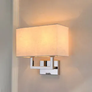 Modern Rectangular Beige LED Fabric Wall Sconce for Bedside Lighting