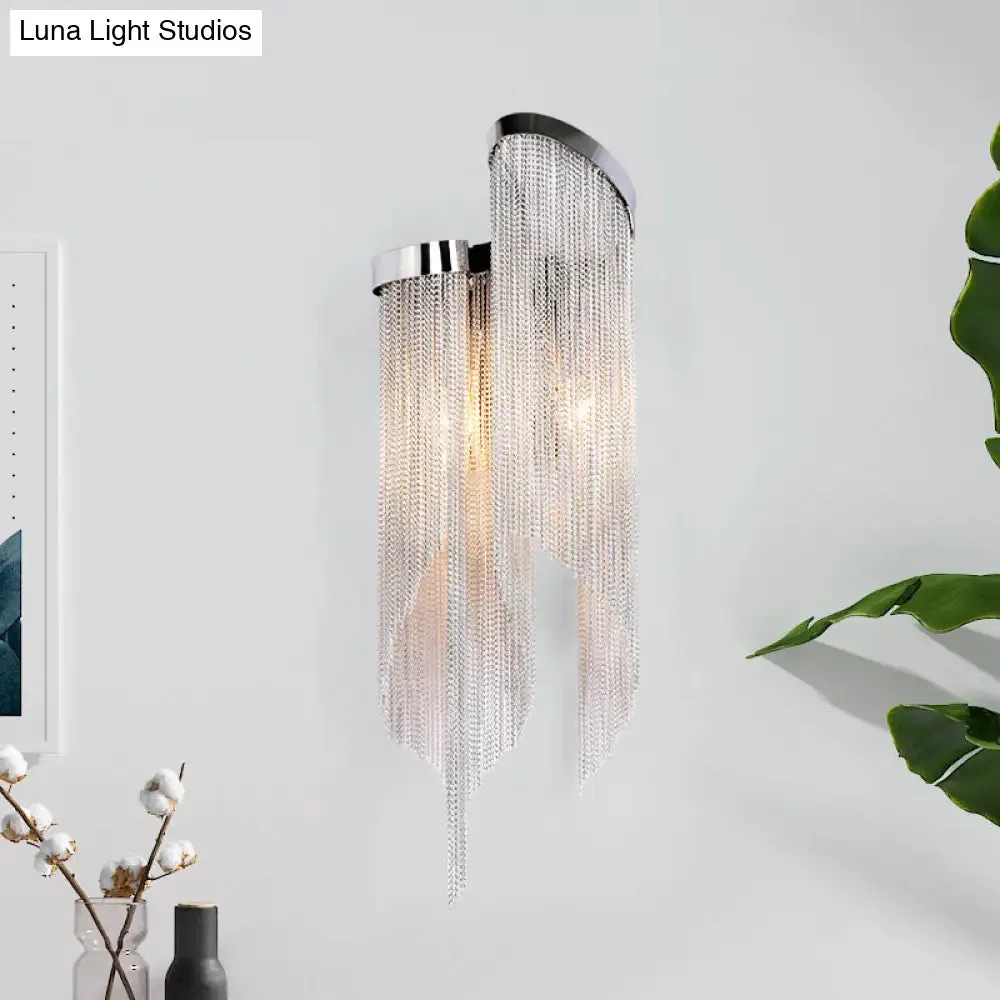 Modernist Aluminum Tassel Wall Sconce Light in Gold/Silver for Living Room