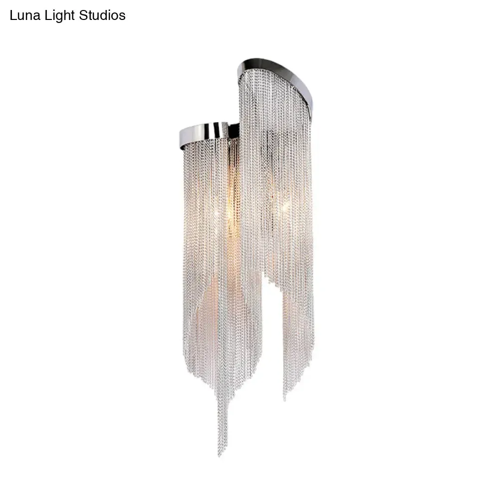 Modernist Aluminum Tassel Wall Sconce Light in Gold/Silver for Living Room
