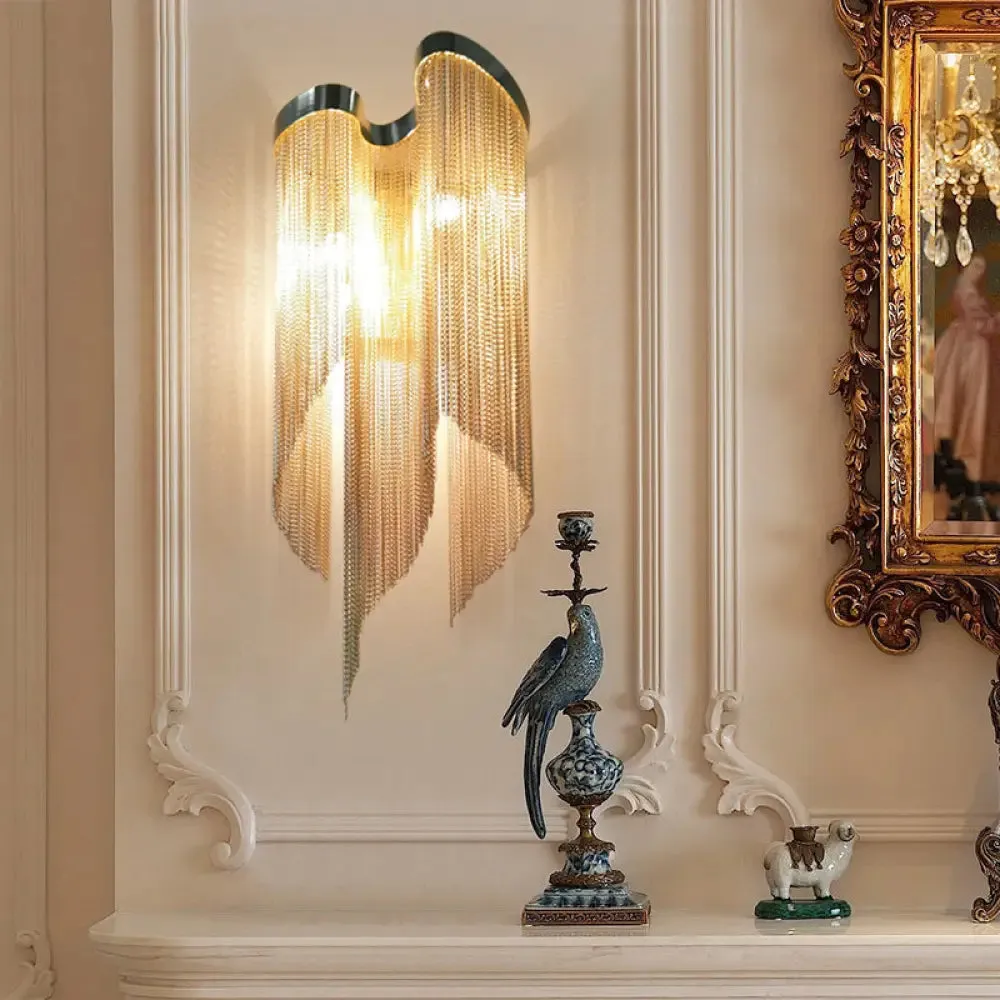 Modernist Aluminum Tassel Wall Sconce Light in Gold/Silver for Living Room