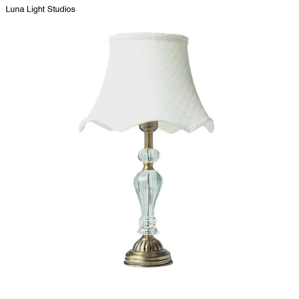 Modernist Gold Table Lamp with Crystal Base - Bedroom Nightstand Lighting