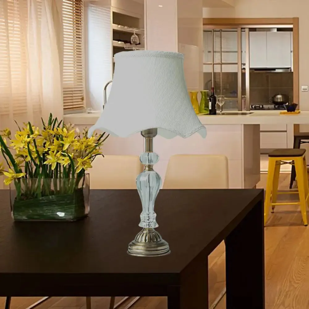 Modernist Gold Table Lamp with Crystal Base - Bedroom Nightstand Lighting