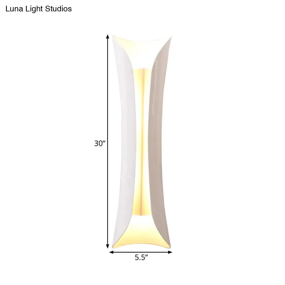 Modernist Metal Wall Lamp Sconce, Curved 2-Light Fixture in Metallic Black/White, Height options: 13"/21"/30" H