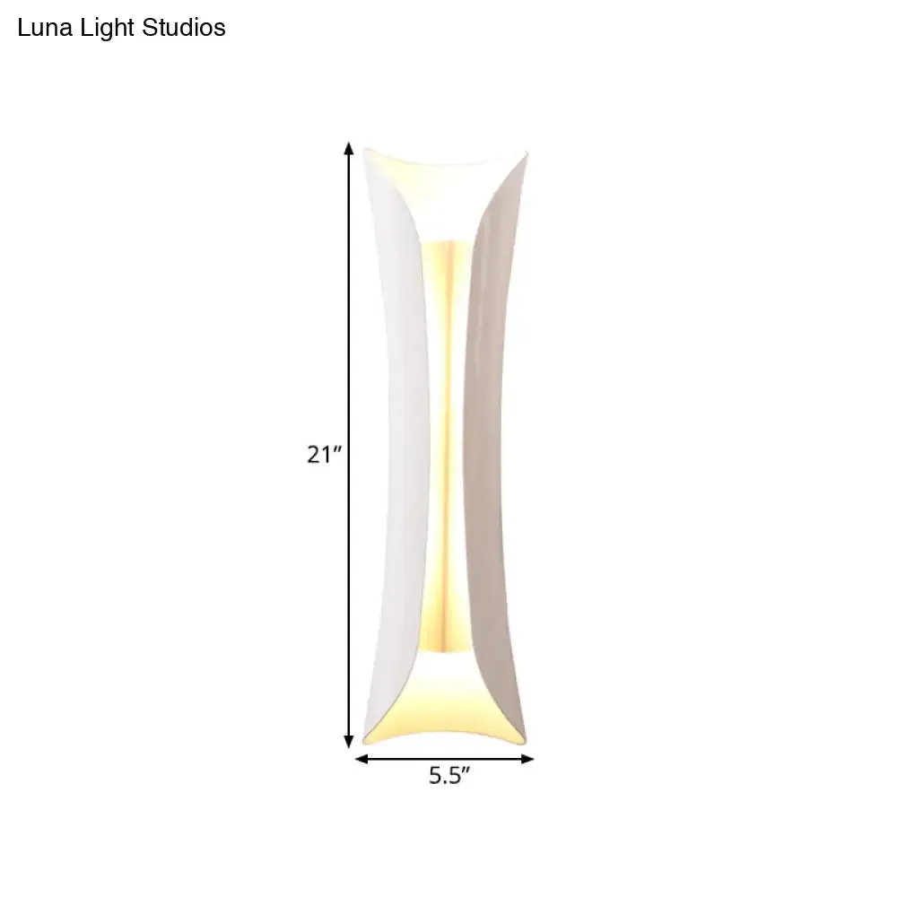 Modernist Metal Wall Lamp Sconce, Curved 2-Light Fixture in Metallic Black/White, Height options: 13"/21"/30" H