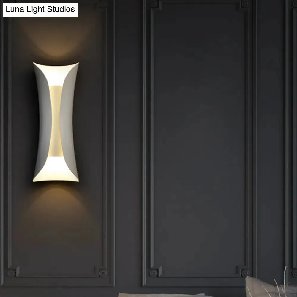 Modernist Metal Wall Lamp Sconce, Curved 2-Light Fixture in Metallic Black/White, Height options: 13"/21"/30" H