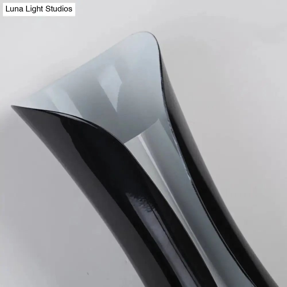 Modernist Metal Wall Lamp Sconce, Curved 2-Light Fixture in Metallic Black/White, Height options: 13"/21"/30" H