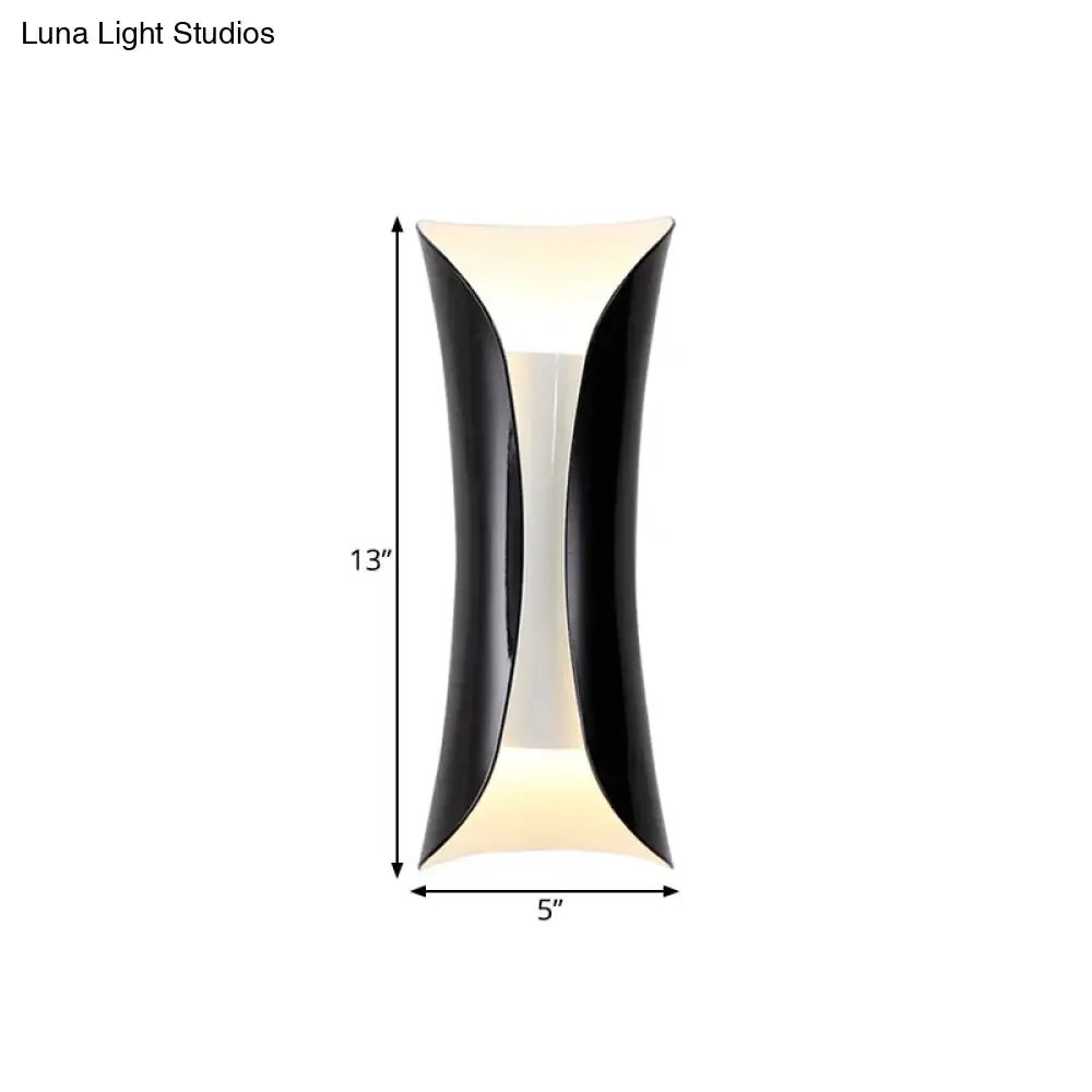 Modernist Metal Wall Lamp Sconce, Curved 2-Light Fixture in Metallic Black/White, Height options: 13"/21"/30" H
