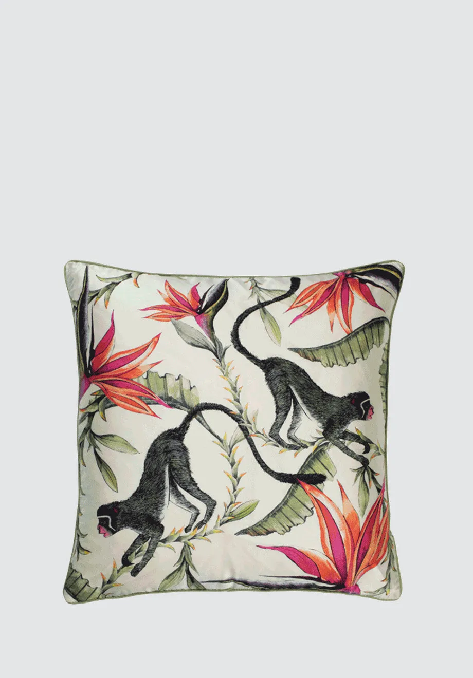 Monkey Paradise | Chalk Silk Cushion Cover