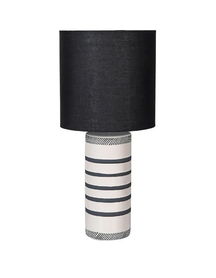 Monochrome Striped Lamp With Black Shade