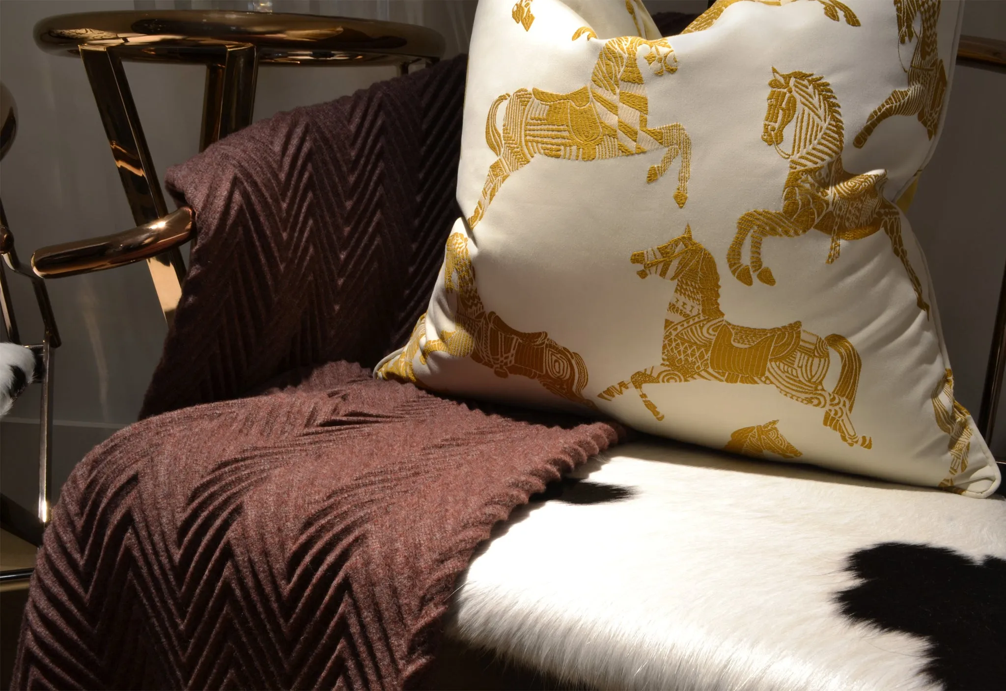 Mustard Horse Jacquard Cushion
