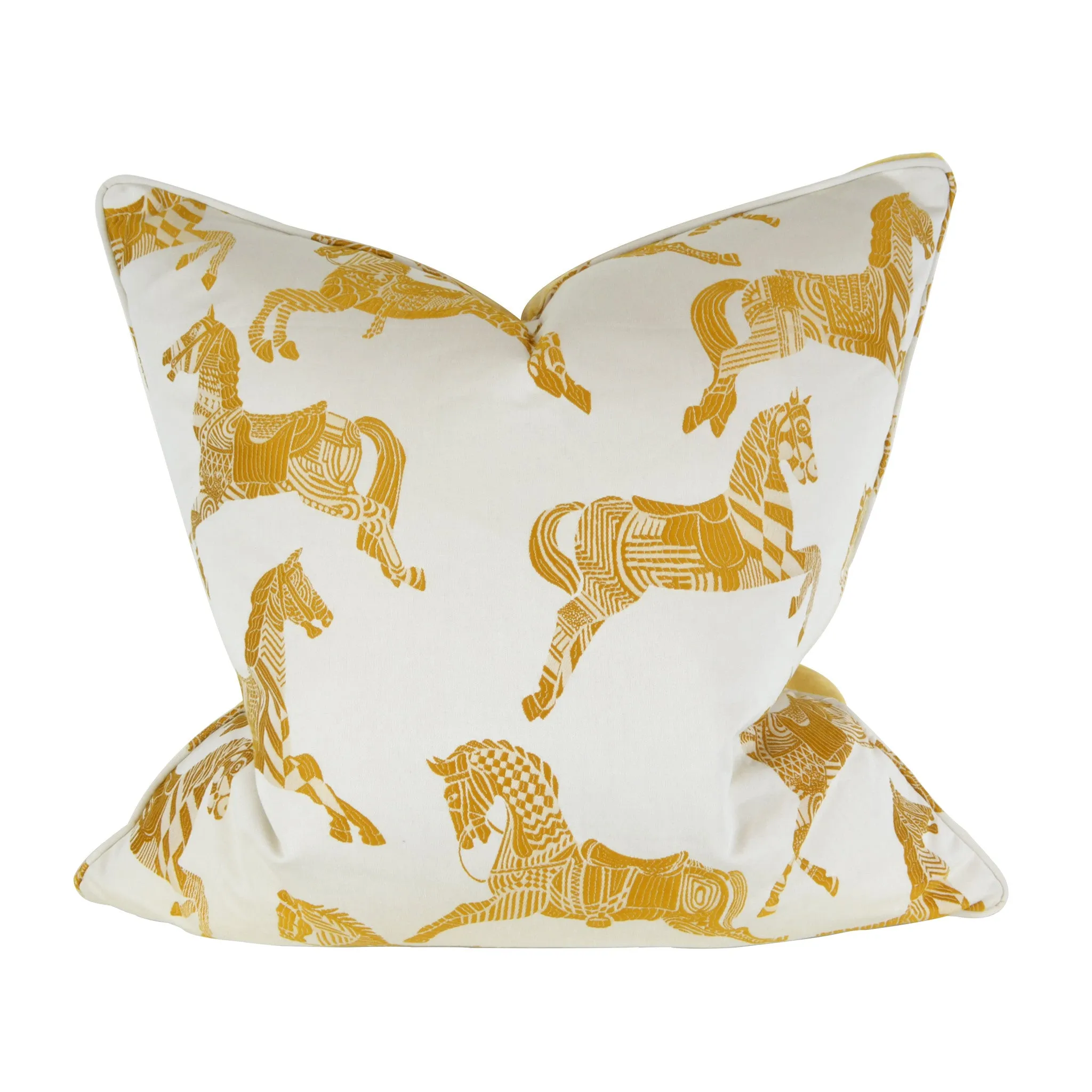 Mustard Horse Jacquard Cushion