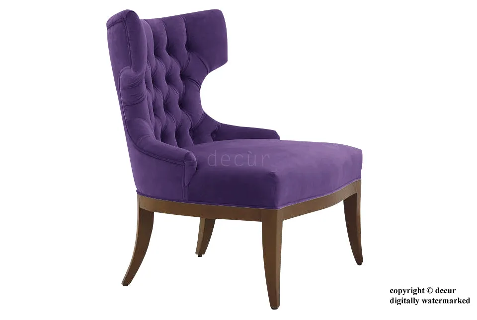 Mya Winged Velvet Lounge Chair - Amethyst