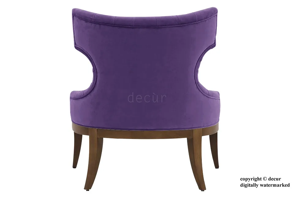 Mya Winged Velvet Lounge Chair - Amethyst