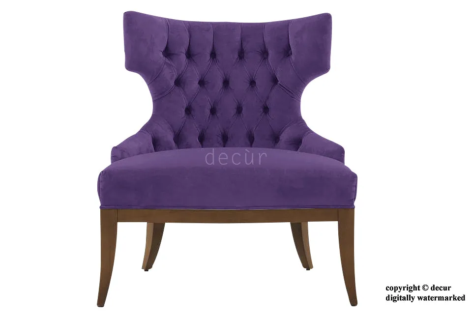 Mya Winged Velvet Lounge Chair - Amethyst