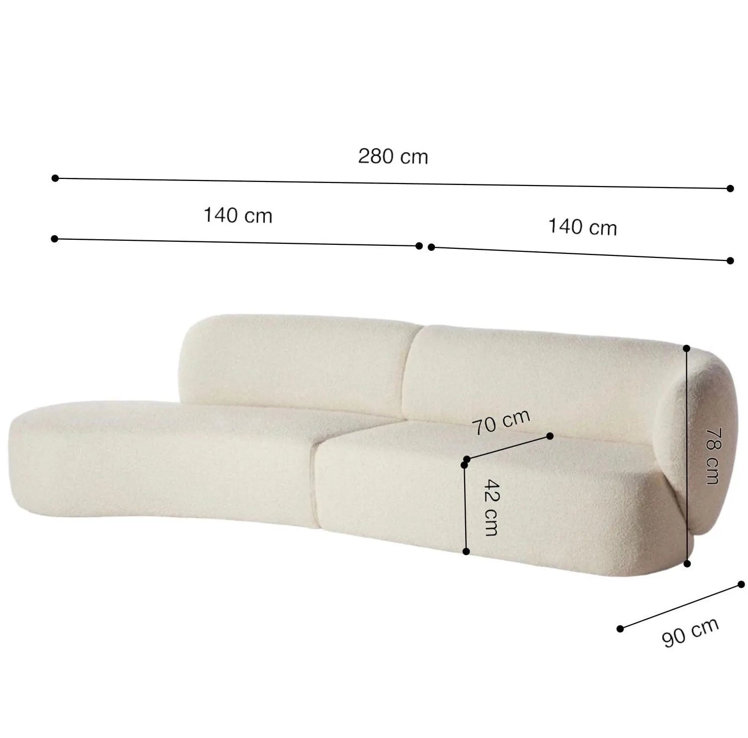 Natalia Performance Boucle Curve Sofa