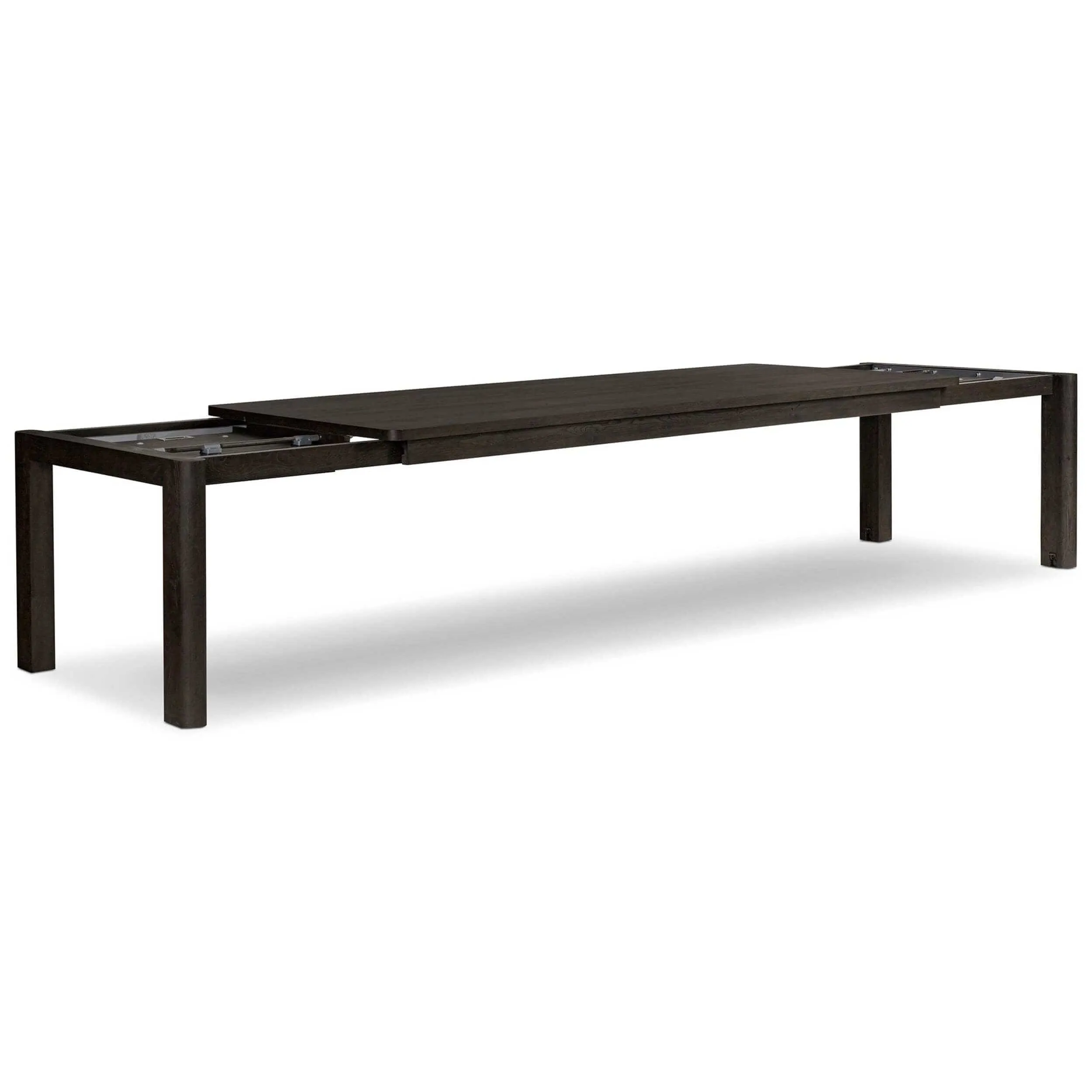 Noeline Double Extension Dining Table, Smoked Black Oak