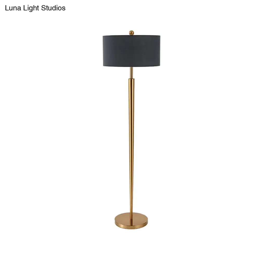 Nordic Black Drum Shade Floor Lamp - Stylish Reading Light for Drawing Room
