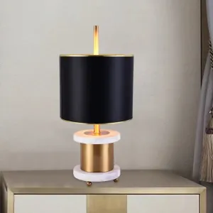 Nordic Black Metal Bedside Lamp - Stylish 1-Head Nightstand Light with Fabric Shade