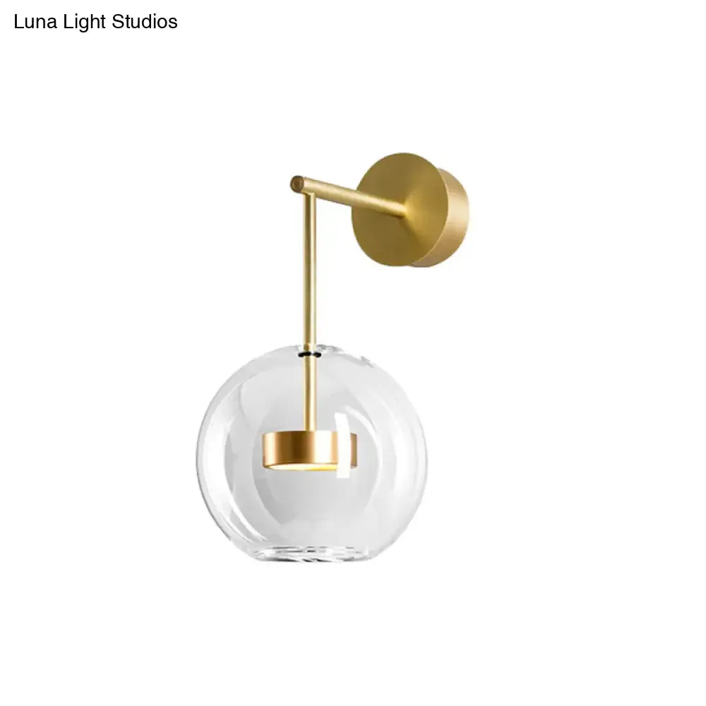 Nordic Gold Ball Wall Sconce with Clear Glass Shade - 1 Light