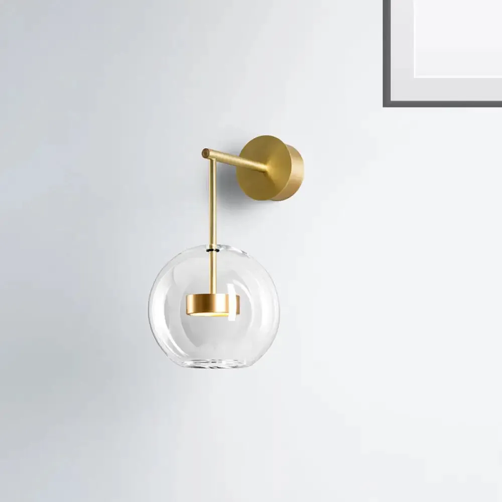 Nordic Gold Ball Wall Sconce with Clear Glass Shade - 1 Light