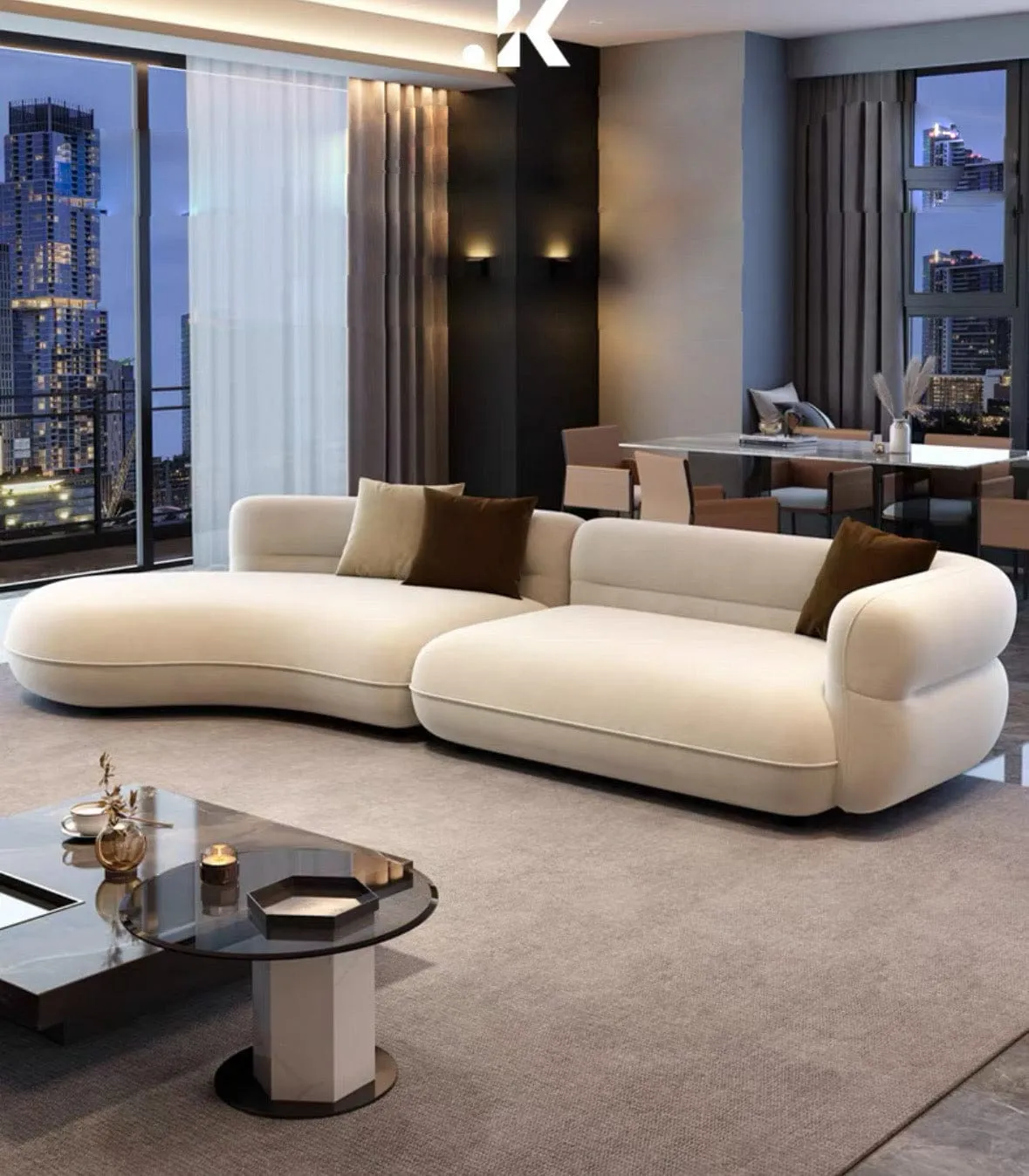 Nordin Scratch Resistant Curve Sofa