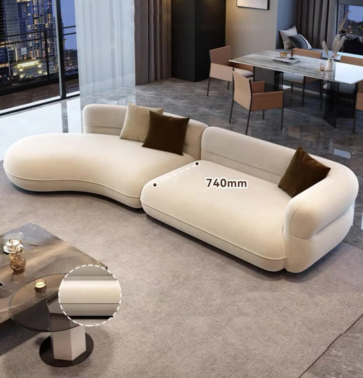 Nordin Scratch Resistant Curve Sofa