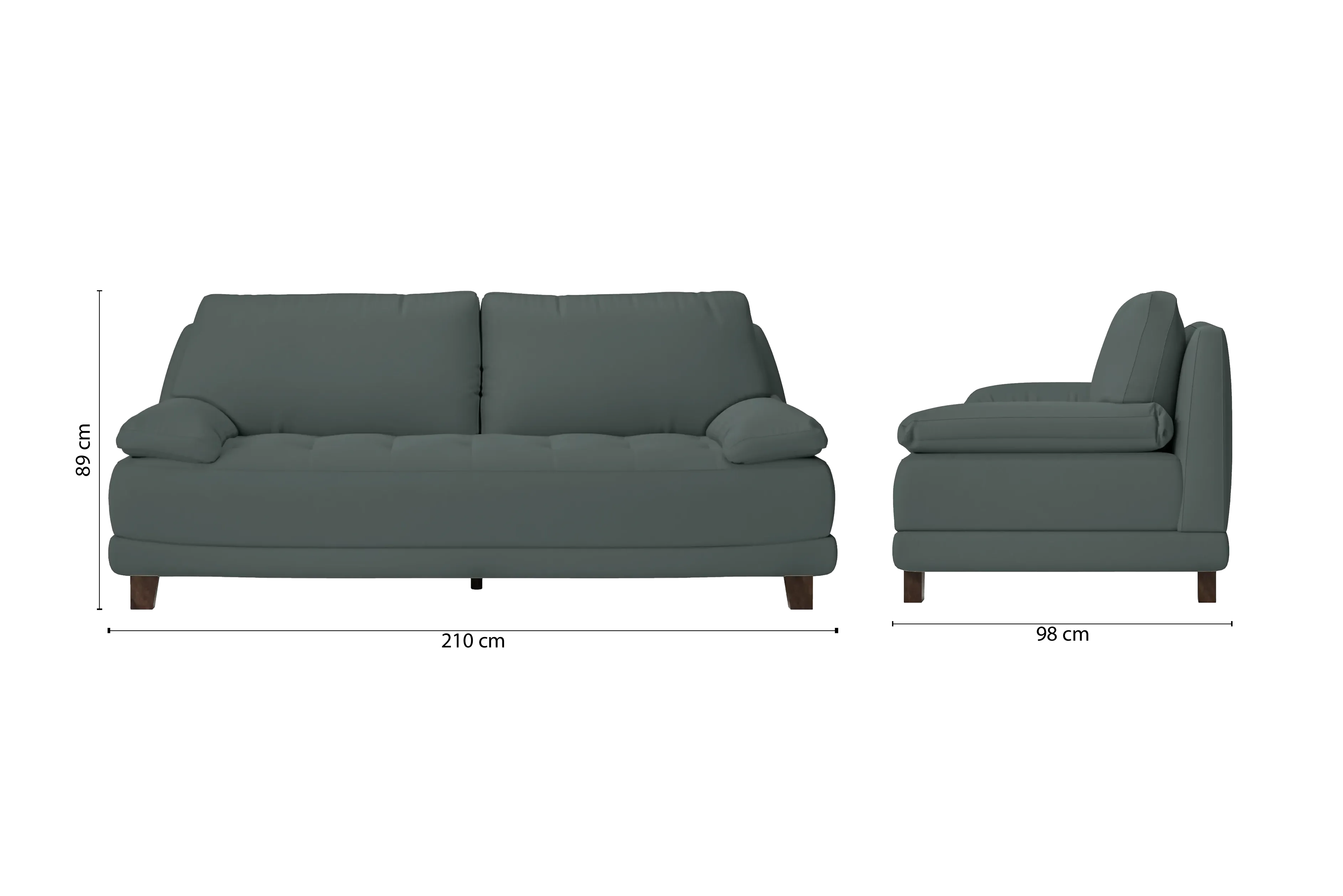 Novara 3 Seater Sofa Dusky Turquoise Leather