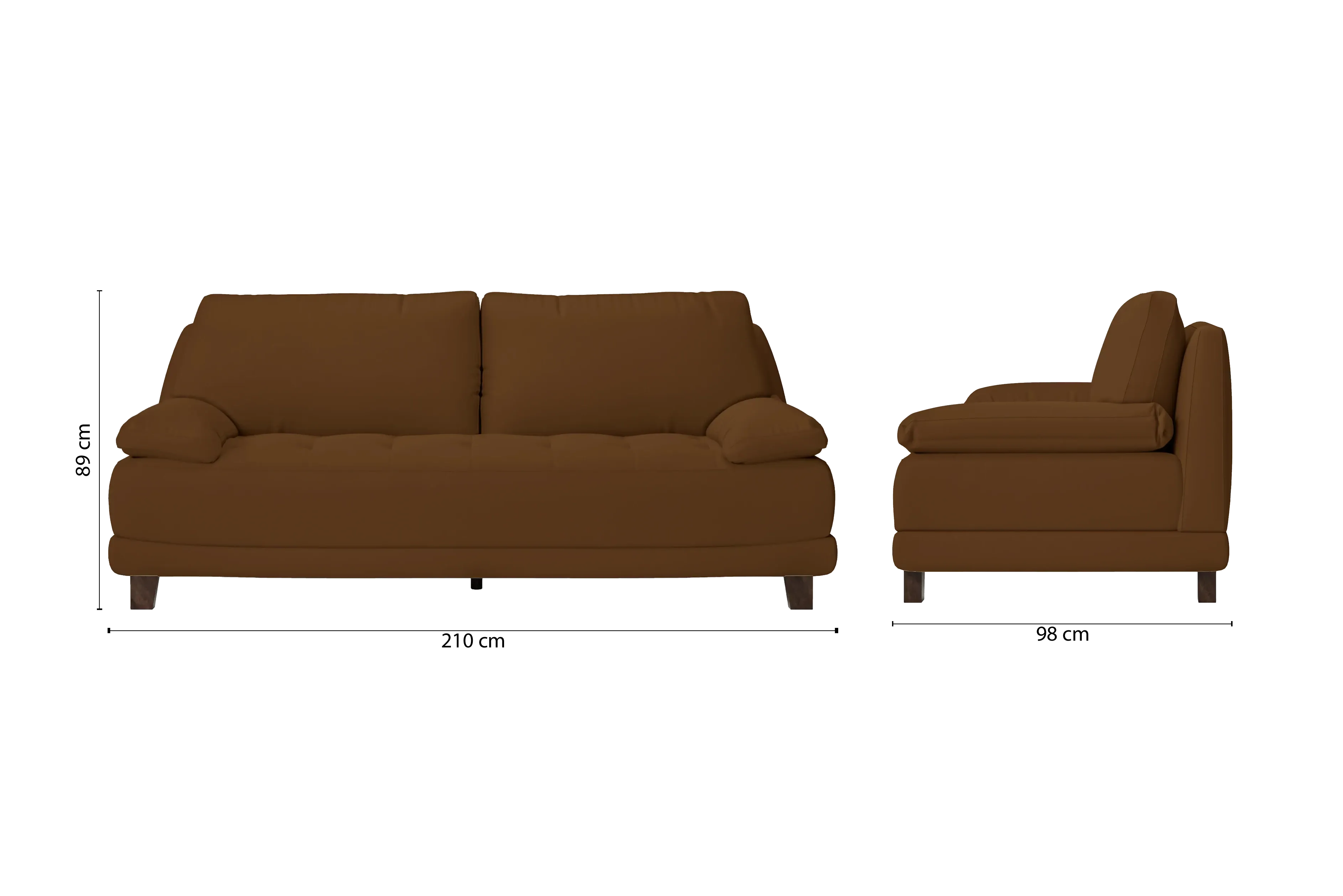 Novara 3 Seater Sofa Walnut Brown Leather