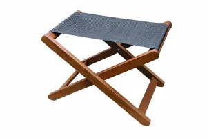 Outdoor Interiors Sling and Eucalyptus Ottoman/Stool