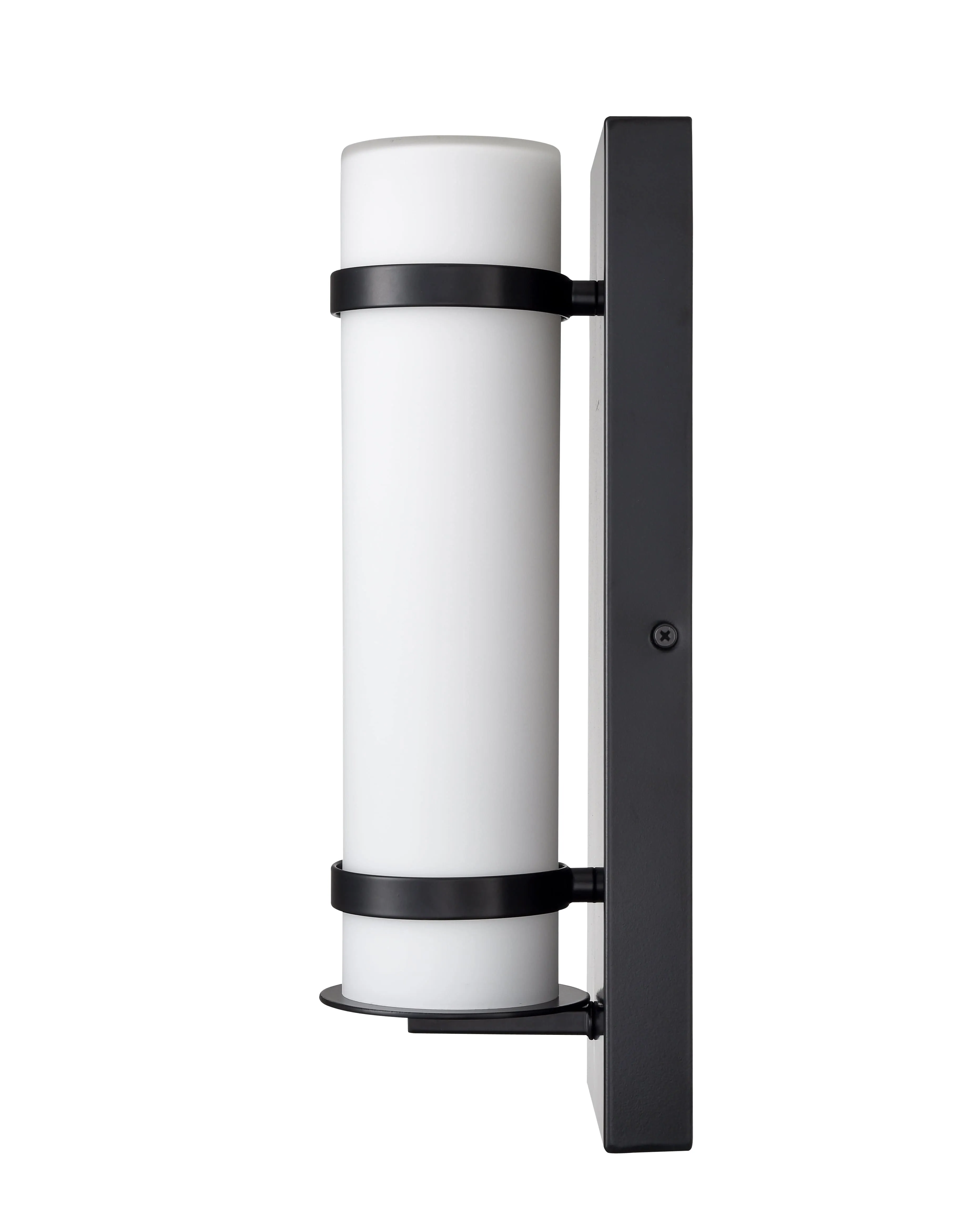 Outdoor Wall Lamp - Powder Coated Black - White Glass - 8W Integrated LED Module - 450 Lm - 5.25in. Extension