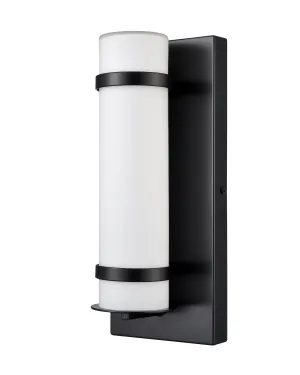 Outdoor Wall Lamp - Powder Coated Black - White Glass - 8W Integrated LED Module - 450 Lm - 5.25in. Extension