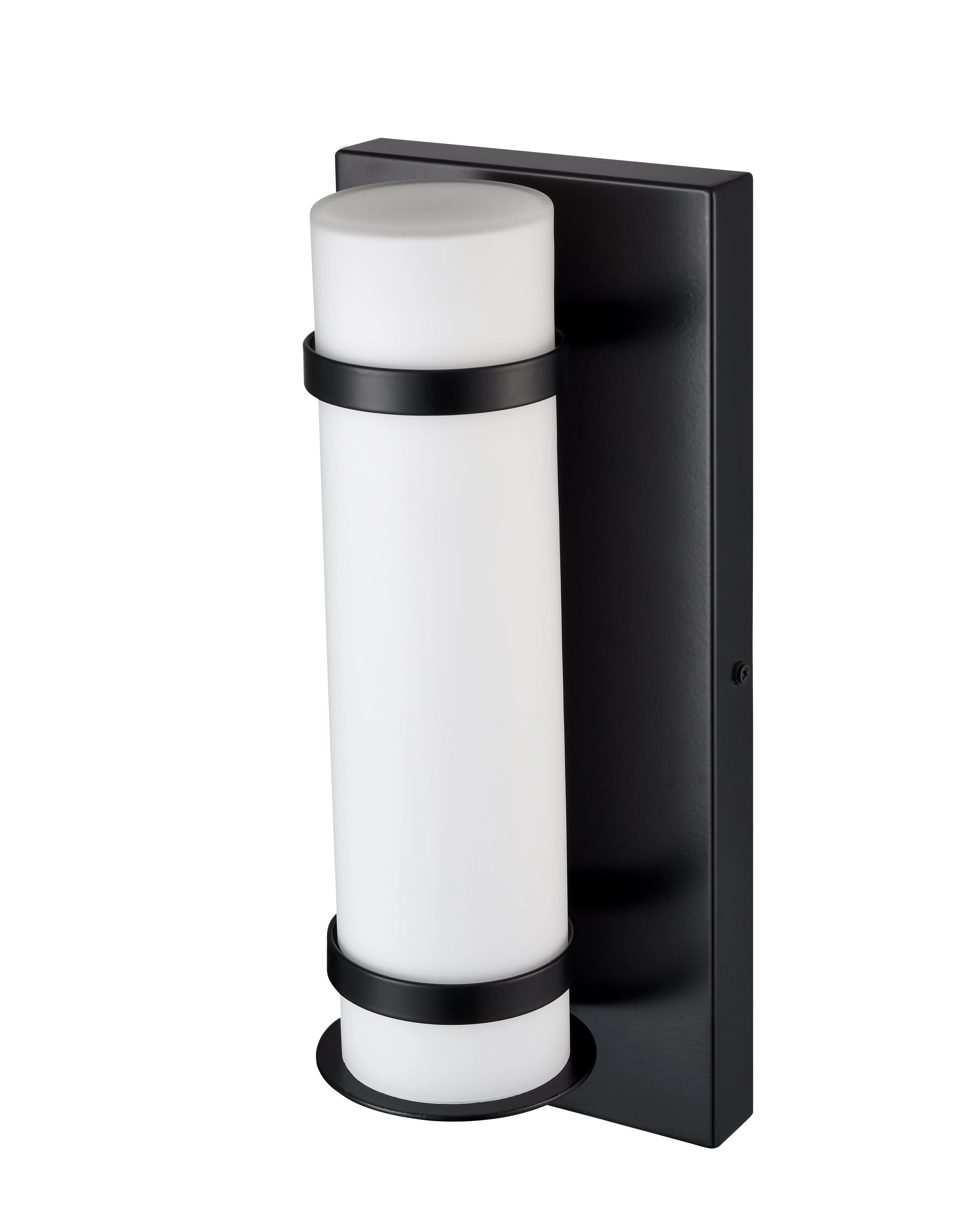 Outdoor Wall Lamp - Powder Coated Black - White Glass - 8W Integrated LED Module - 450 Lm - 5.25in. Extension