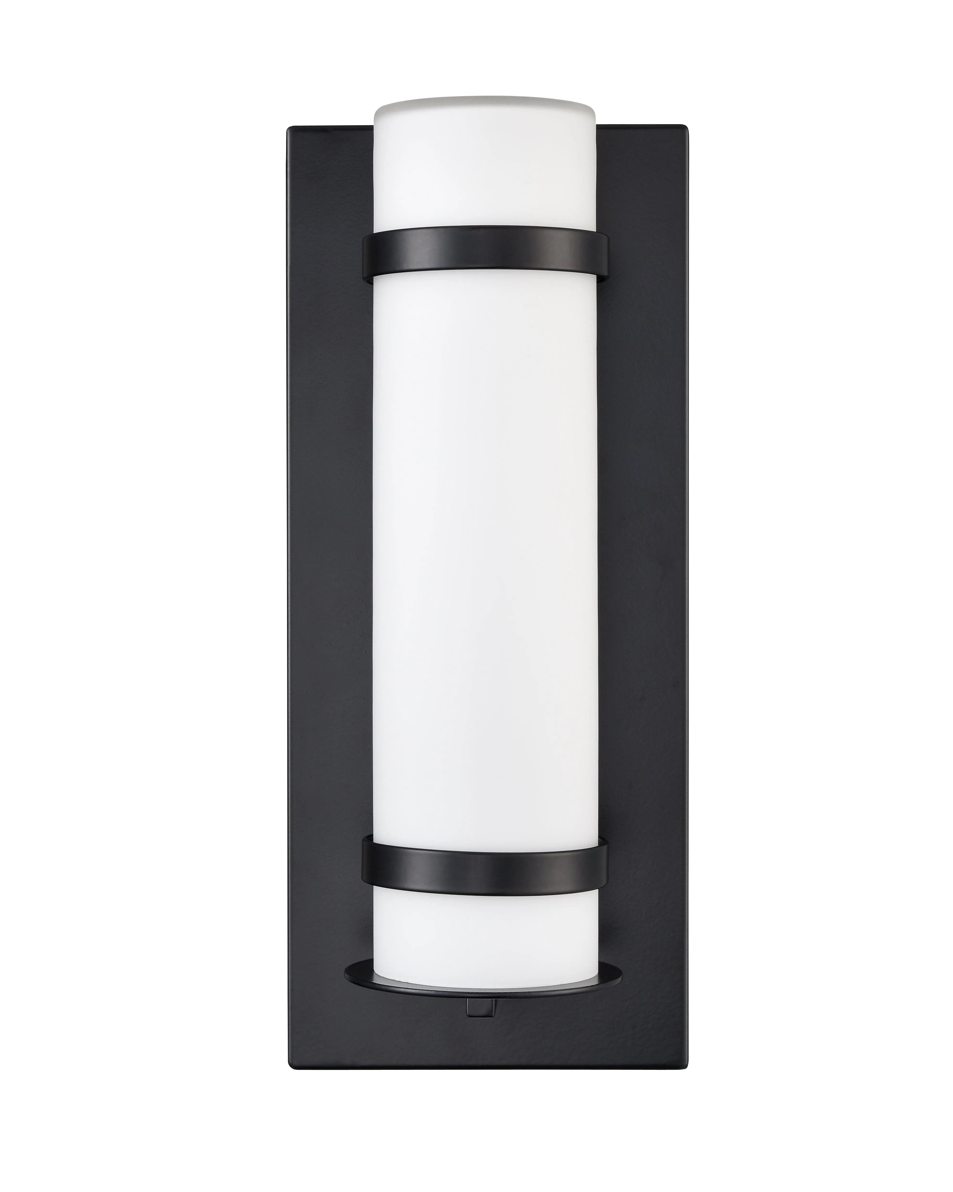 Outdoor Wall Lamp - Powder Coated Black - White Glass - 8W Integrated LED Module - 450 Lm - 5.25in. Extension