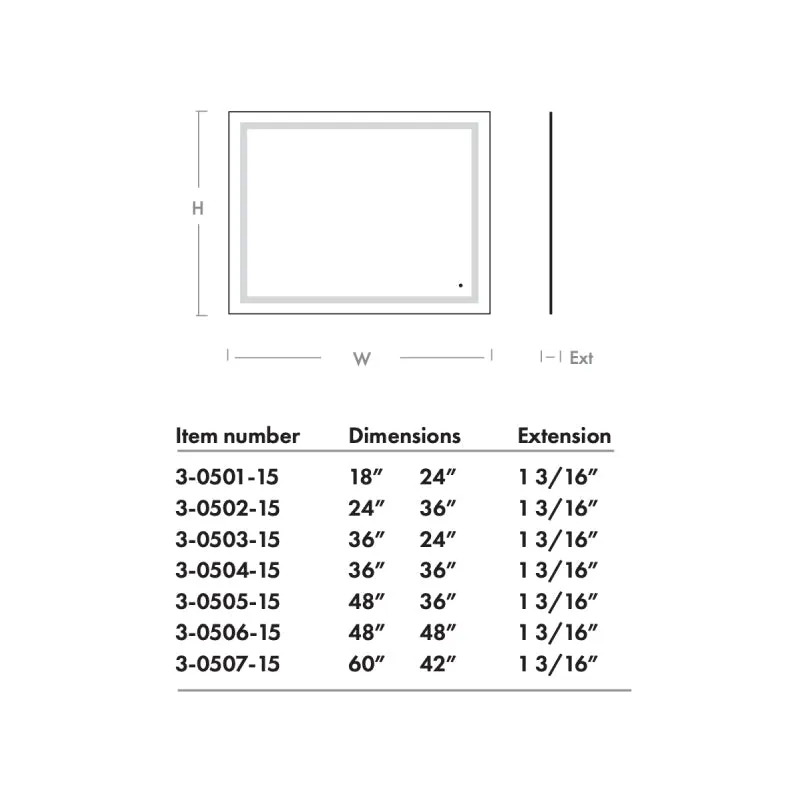 Oxygen 3-0506 Track 48 x 48 LED Mirror, CCT Selectable