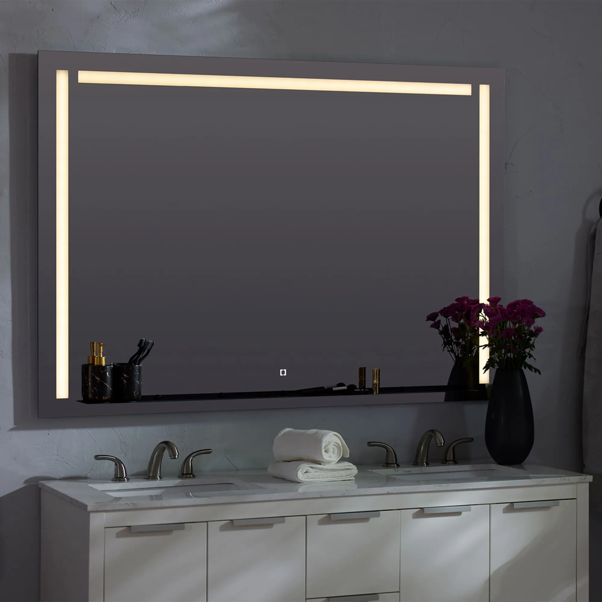 Oxygen Skylight 3-0303-15 Designer Rectangle Lighted Mirror 48x36 Inch - Black