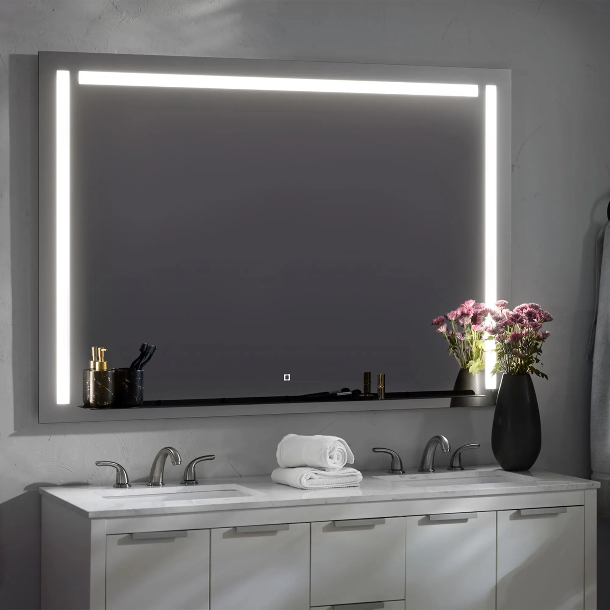 Oxygen Skylight 3-0303-15 Designer Rectangle Lighted Mirror 48x36 Inch - Black