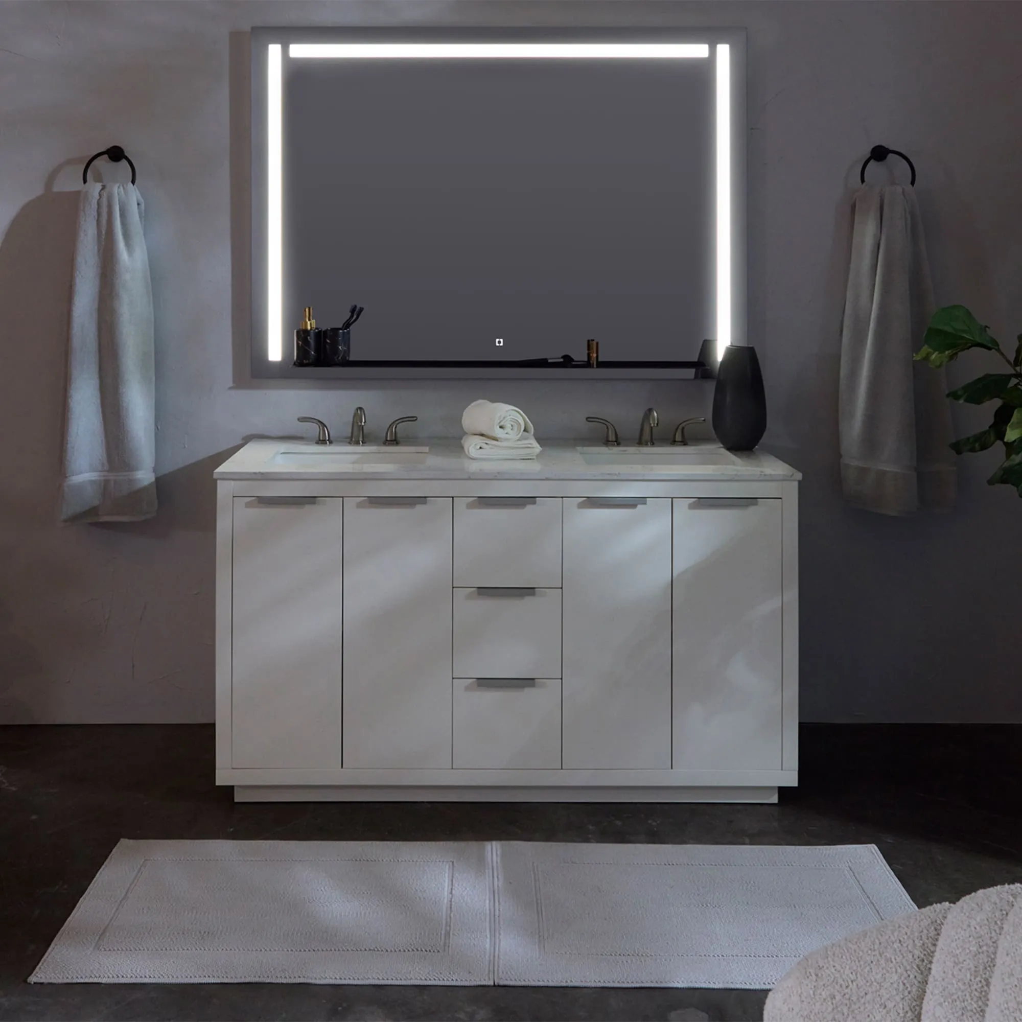 Oxygen Skylight 3-0303-15 Designer Rectangle Lighted Mirror 48x36 Inch - Black