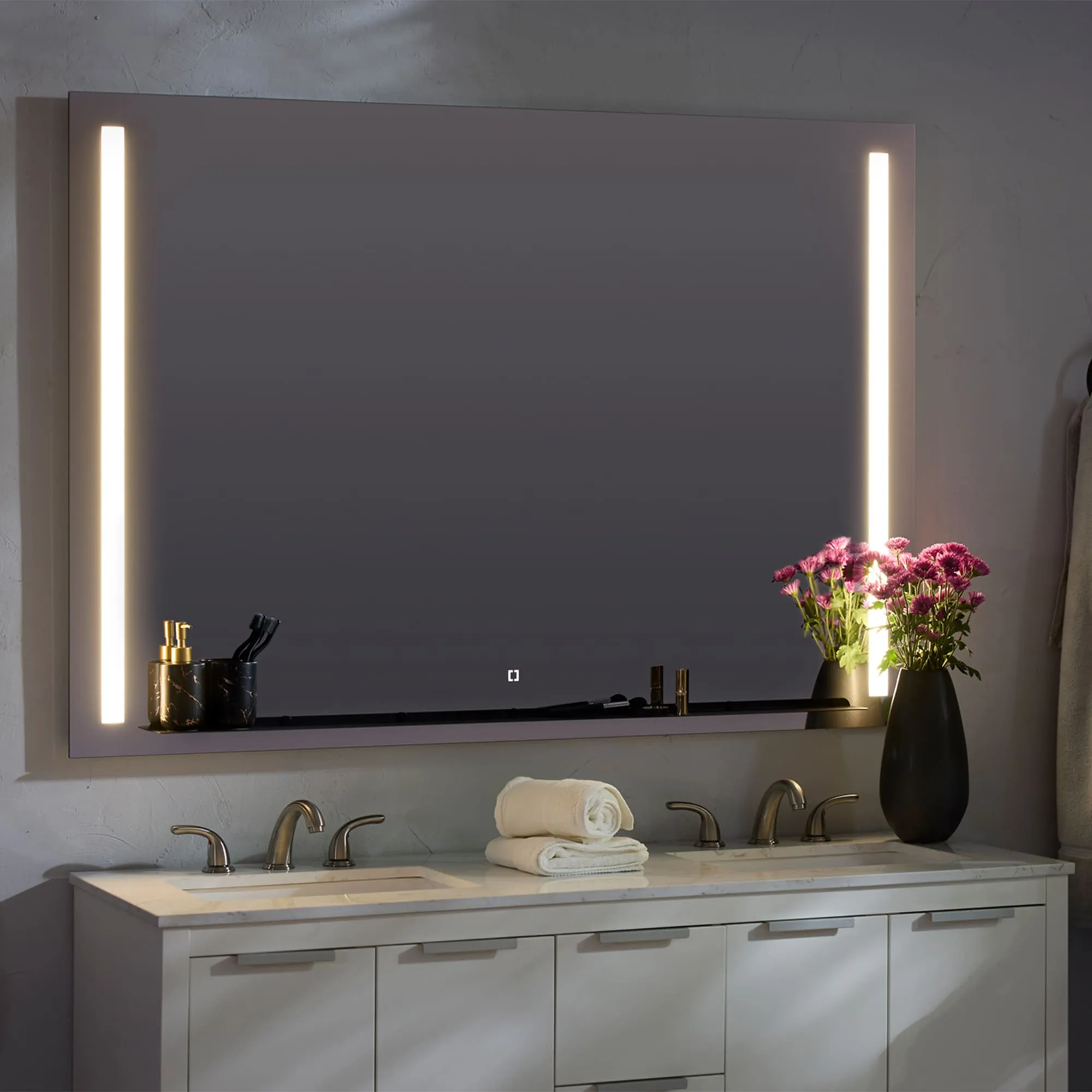 Oxygen Skylight 3-0303-15 Designer Rectangle Lighted Mirror 48x36 Inch - Black