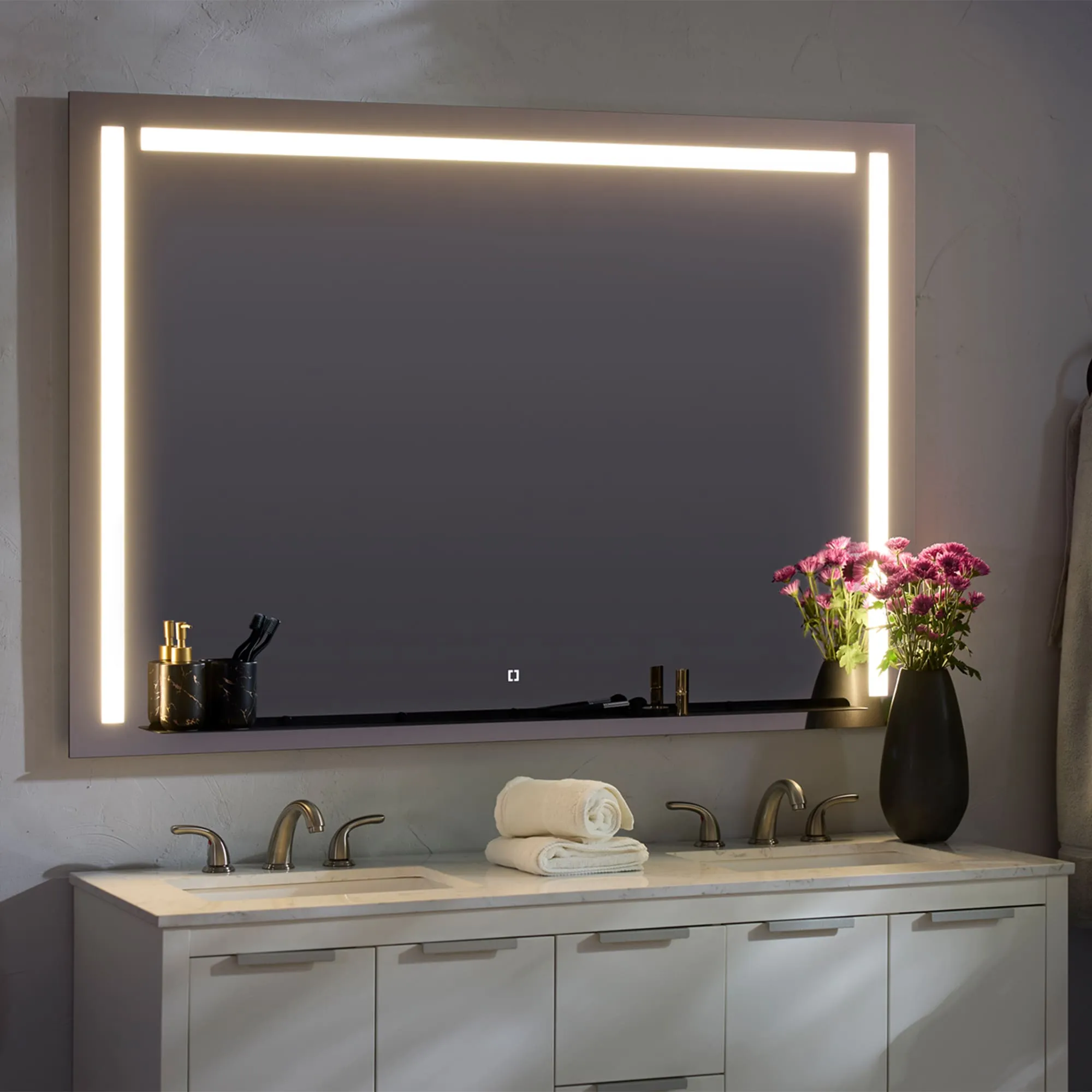 Oxygen Skylight 3-0303-15 Designer Rectangle Lighted Mirror 48x36 Inch - Black
