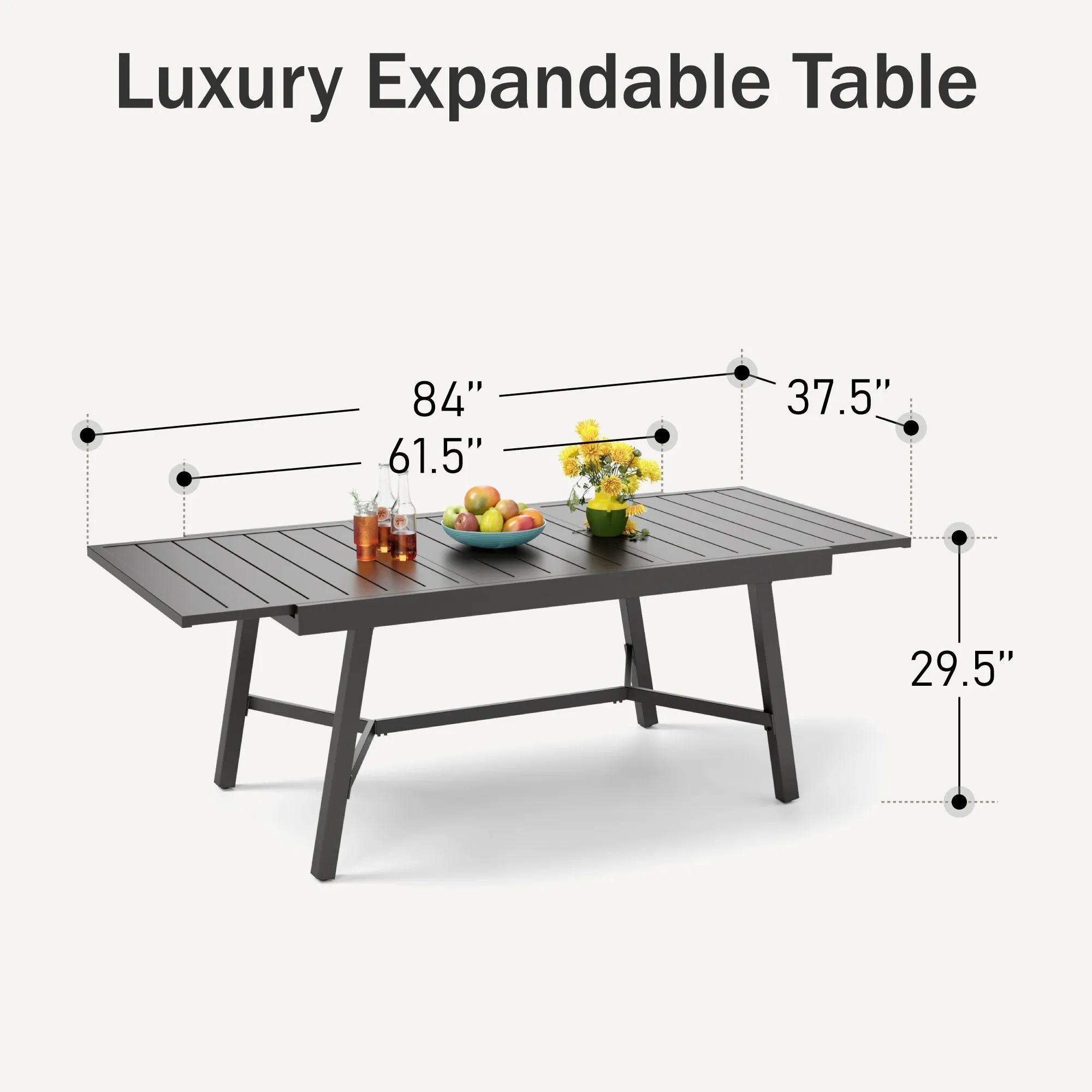 PHI VILLA 7-Piece/9-Piece Patio Dining Set With Extendable Table & Steel Swivel Chairs