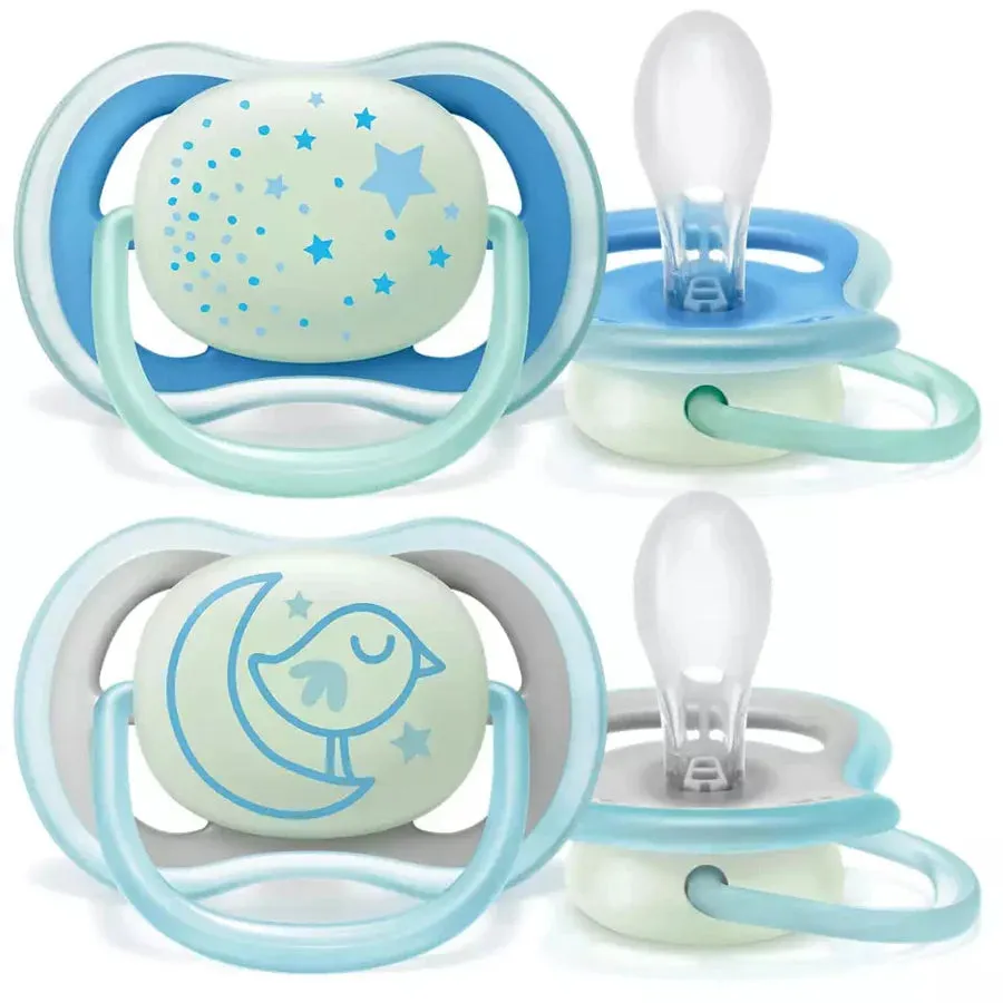 Philips Avent Silicone Ultra Air Night Soother (6-18m) Boy 2pcs - SCF376/21