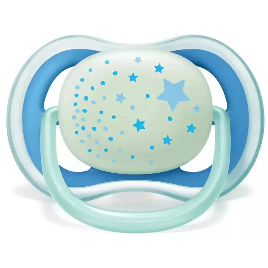 Philips Avent Silicone Ultra Air Night Soother (6-18m) Boy 2pcs - SCF376/21