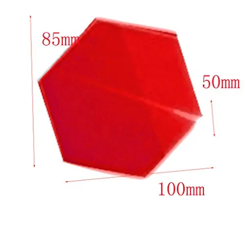Pinakine® 12pcs Hexagon 3D Mirror Wall Stickers Self-Adhesive Art Decoration Red