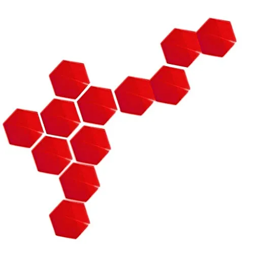 Pinakine® 12pcs Hexagon 3D Mirror Wall Stickers Self-Adhesive Art Decoration Red